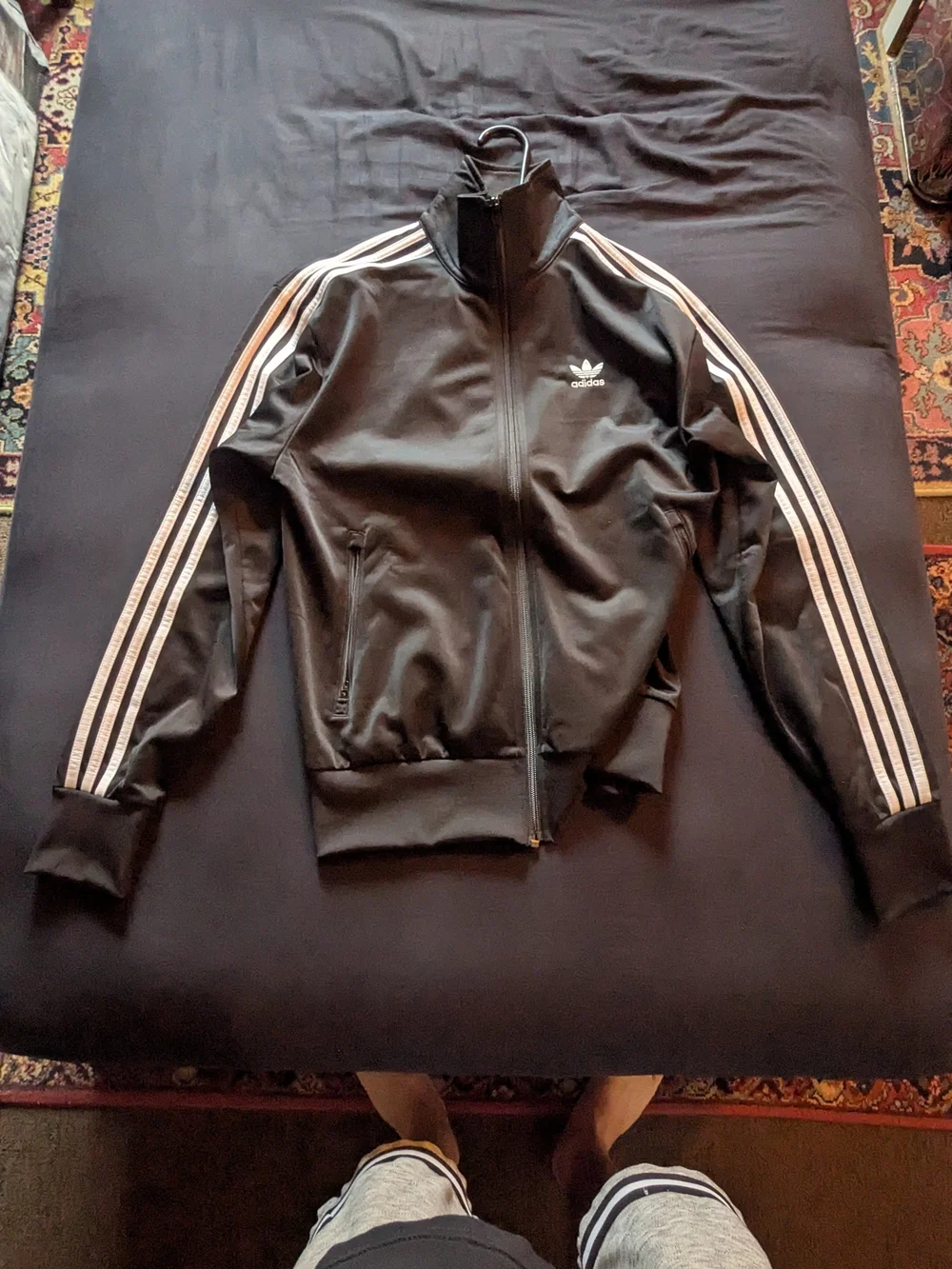 adidas Black Track Jacket with White 3-Stripes